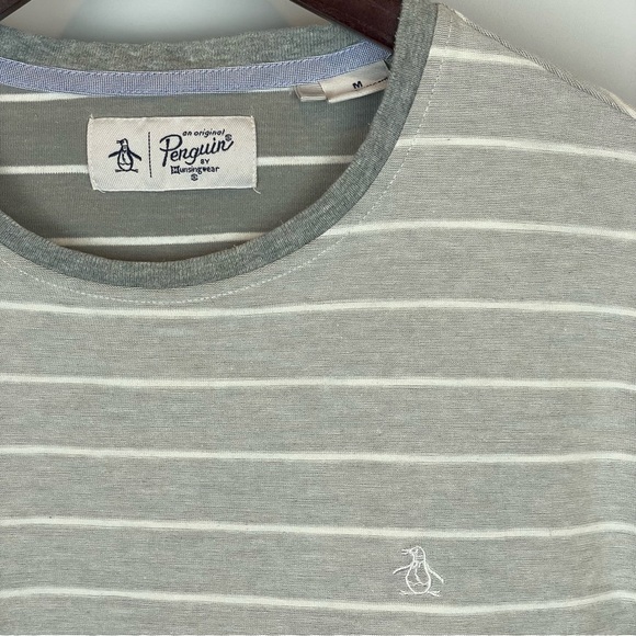 Original Penguin Striped Tee - Medium - Gray and White - Picture 3 of 3